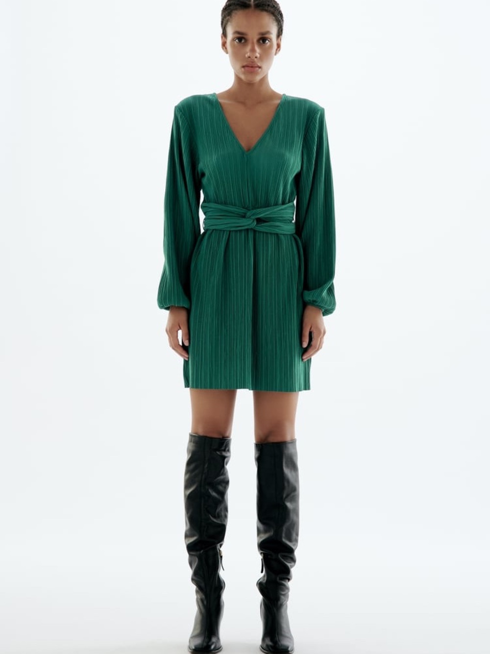 Zara pleated knotted dress